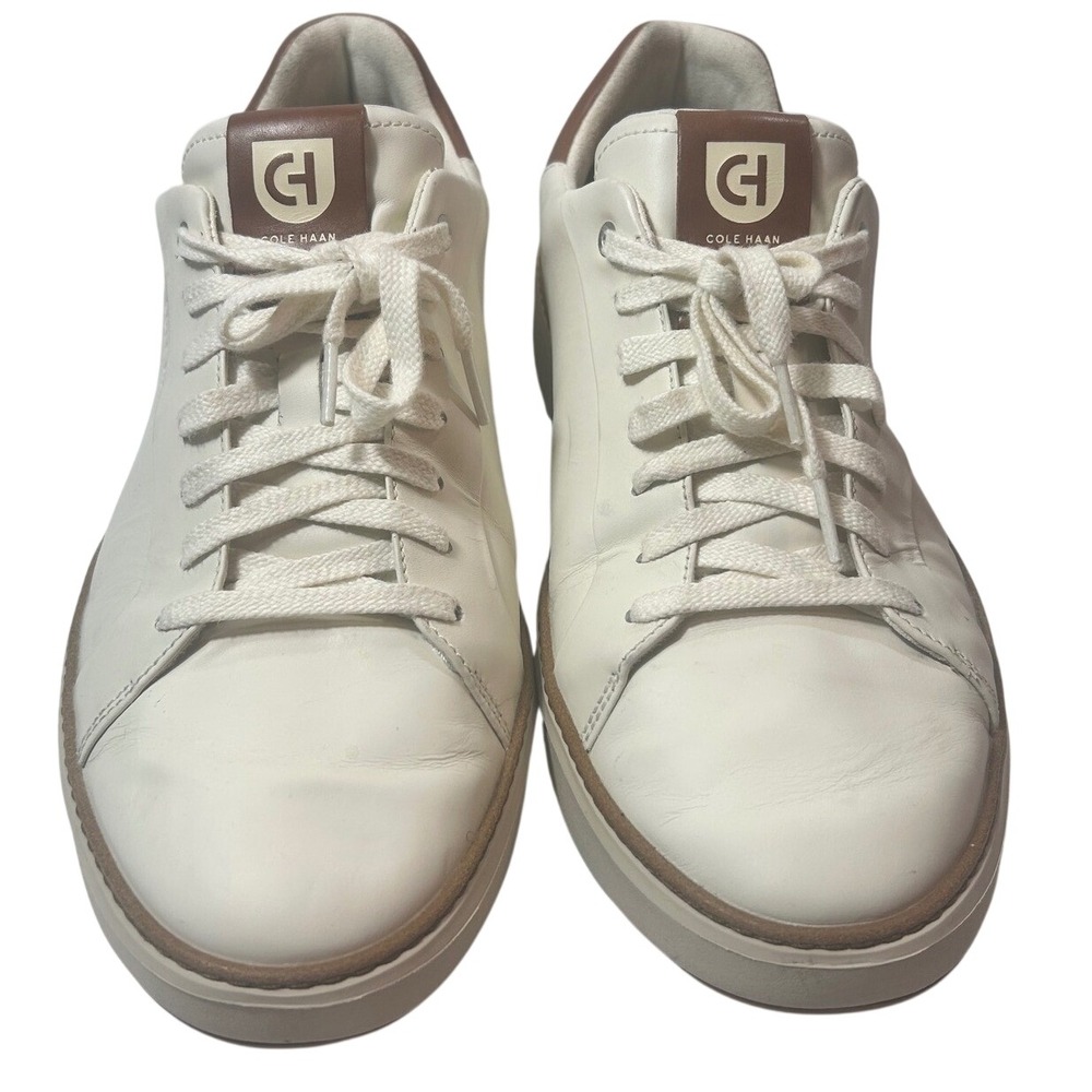 Cole Haan GrandPro Topspin Mens 12M Ivory Caramel Leather Sneakers C39656
